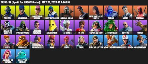 [PC/XBOX] | 32 skins | OG STW | Trilogy | Warpaint | Rose Team Leader | Point Patroller | Mandalorian | Fade | Gear Specialist Maya | Fusion | Midas | Full Access