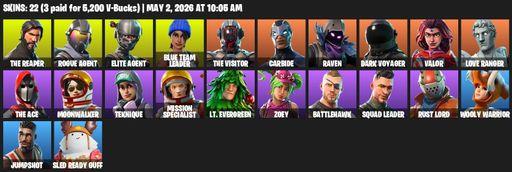 [PC/PSN/XBOX] | 22 skins | Take The L | The Reaper | Elite Agent | Rogue Agent | Blue Team Leader | The Visitor | Carbide | Raven | Dark Voyager | Full Access