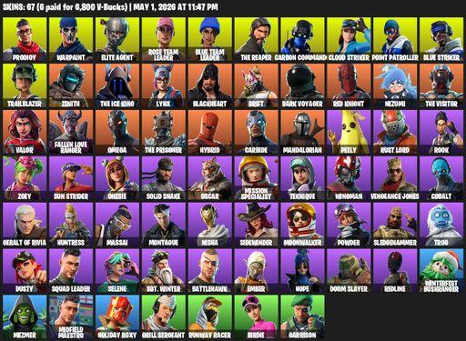 [PC/PSN/XBOX] | 67 skins | Take The L | OG STW | The Reaper | Elite Agent | Omega | Prodigy | Warpaint | Rose Team Leader | Blue Team Leader | Full Access