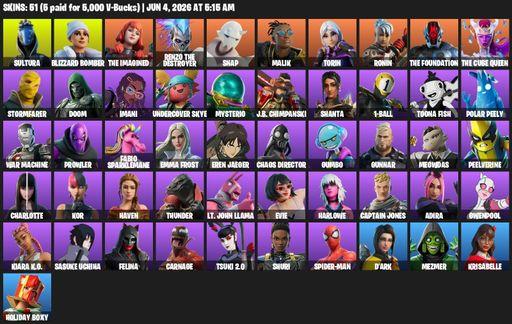 [PC/XBOX] | 51 skins | Sultura | Blizzard Bomber | The Imagined | Renzo the Destroyer | Snap | Malik | Torin | Ronin | The Foundation | The Cube Queen | Full Access