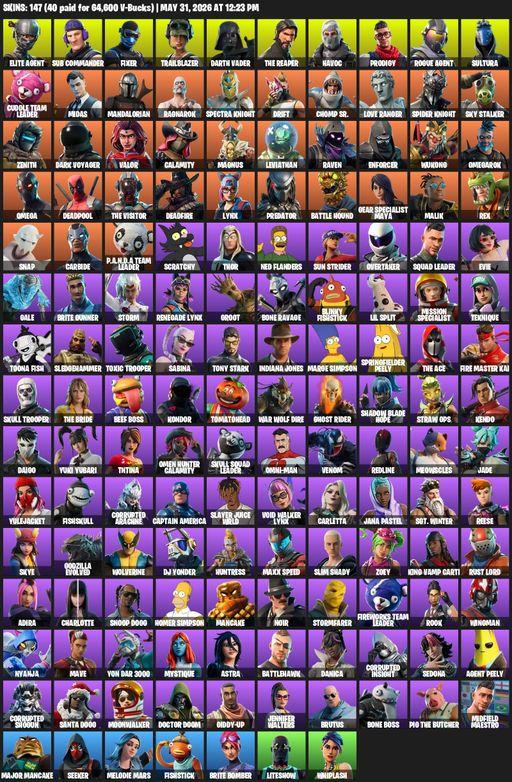 [PC/PSN] | 147 skins | Take The L | The Reaper | Elite Agent | Omega | Sub Commander | Fixer | Trailblazer | Darth Vader | Havoc | Prodigy | Full Access
