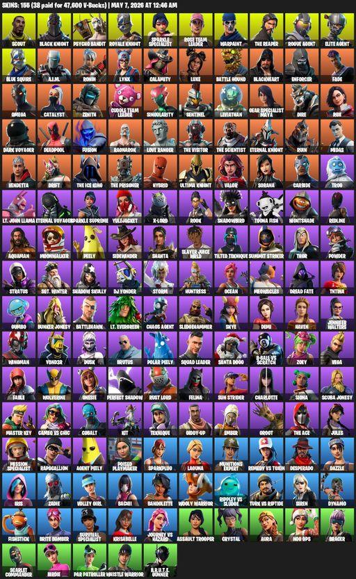 [PC/PSN] | 155 skins | 1000 V-bucks | Merry Mint Axe | Take The L | Floss | OG STW | Black Knight | Sparkle Specialist | Royale Knight | The Reaper | Full Access