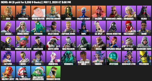 [PC/PSN/XBOX] | 44 skins | Zeus | Omegarok | Peter Griffin | Spectra Knight | Hades | Galaxy Scout | Valeria | Vengeance Jones | Aphrodite | Felina | Full Access