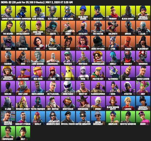 [PC/PSN/XBOX] | 82 skins | 1450 V-bucks | Floss | Take The L | OG STW | Black Knight | Sparkle Specialist | Royale Knight | The Reaper | Elite Agent | Full Access