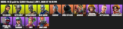 [PC/PSN/XBOX] | 14 skins | Take The L | Royale Knight | The Reaper | Elite Agent | Blue Squire | Carbide | Dark Voyager | Wukong | Mission Specialist | Full Access