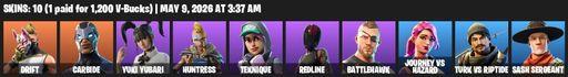 [PC/PSN/XBOX] | 10 skins | Drift | Carbide | Yuki Yubari | Huntress | Teknique | Redline | Battlehawk | Journey vs Hazard | Turk vs Riptide | Full Access