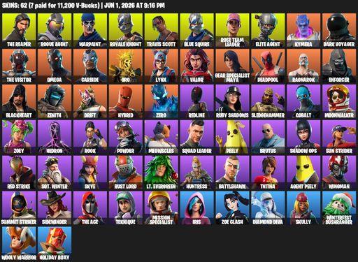 [PC/PSN/XBOX] | 62 skins | Take The L | Floss | OG STW | Travis Scott | Royale Knight | The Reaper | Elite Agent | Blue Squire | Omega | Rogue Agent | Full Access