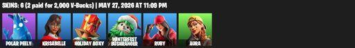 [PC/PSN/XBOX] | 6 skins | Polar Peely | Krisabelle | Holiday Boxy | Winterfest Bushranger | Ruby | Aura | Solar Slicer | Blade of the Waning Moon | Full Access