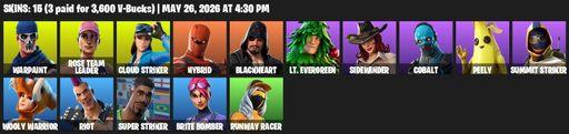 [PC/XBOX] | 15 skins | OG STW | Warpaint | Rose Team Leader | Cloud Striker | Hybrid | Blackheart | Lt. Evergreen | Sidewinder | Cobalt | Peely | Full Access