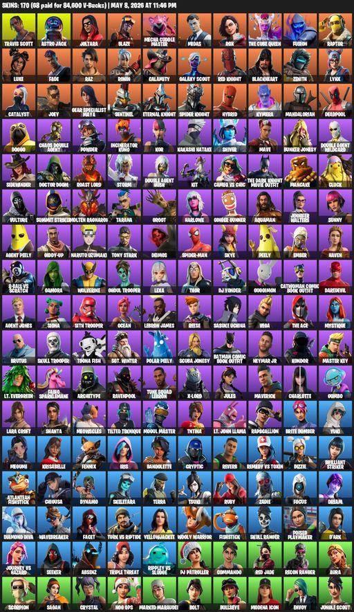 [PC/XBOX] | 170 skins | Travis Scott | Lara Croft | Astro Jack | Joltara | Blaze | Mecha Cuddle Master | Midas | Rox | The Cube Queen | Fusion | Full Access