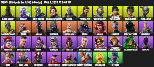 [PC/PSN] | 38 skins | Floss | Take The L | Black Knight | Galaxy | Sparkle Specialist | Royale Knight | The Reaper | Elite Agent | Blue Squire | Omega | Full Access