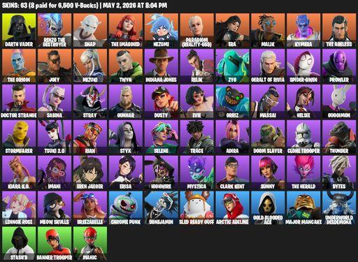 [PC/PSN/XBOX] | 63 skins | Darth Vader | Renzo the Destroyer | Snap | The Imagined | Nezumi | Paradigm (Reality-659) | Era | Malik | Kymera | Full Access