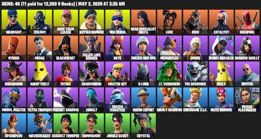 [PC/PSN/XBOX] | 46 skins | Merry Mint Axe | OG STW | Warpaint | Trilogy | Rose Team Leader | Royale Bomber | Neo Versa | Gear Specialist Maya | Luxe | Full Access