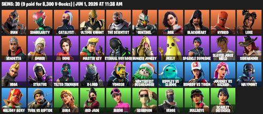 [PC/PSN/XBOX] | 39 skins | Merry Mint Axe | Ruin | Singularity | Catalyst | Ultima Knight | The Scientist | Sentinel | Rox | Blackheart | Hybrid | Full Access