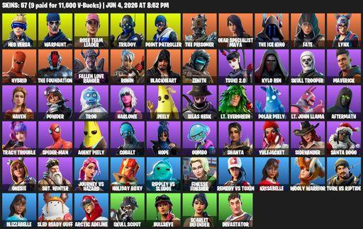 [PC/XBOX] | 57 skins | 1050 V-bucks | OG STW | Reaper Axe | Neo Versa | Warpaint | Rose Team Leader | Trilogy | Point Patroller | The Prisoner | Full Access