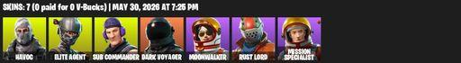 [PC/PSN/XBOX] | 7 skins | 1450 V-bucks | Take The L | Elite Agent | Havoc | Sub Commander | Dark Voyager | Moonwalker | Rust Lord | Mission Specialist | Full Access