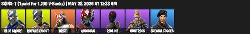[PC/PSN/XBOX] | 7 skins | Floss | Royale Knight | Blue Squire | Drift | Wingman | Redline | Huntress | Special Forces | Rift Edge | Axecalibur | Full Access