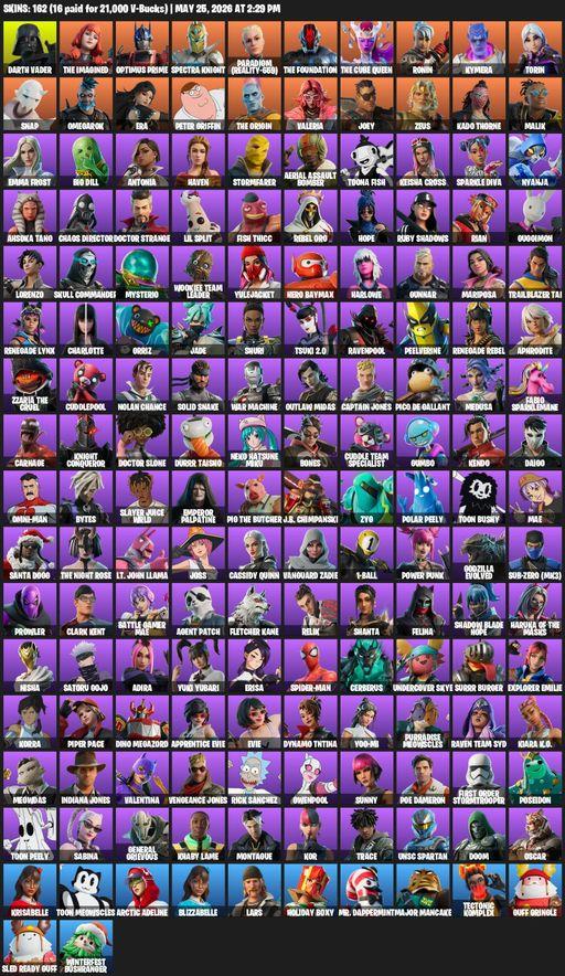 [PC/PSN] | 162 skins | 600 V-bucks | Darth Vader | The Imagined | Optimus Prime | Spectra Knight | Paradigm (Reality-659) | The Foundation | Full Access