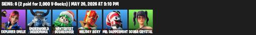 [PC/PSN] | 6 skins | Explorer Emilie | Underworld Desdemona | Winterfest Bushranger | Holiday Boxy | Mr. Dappermint | Scuba Crystal | Cybertronian Axe | Full Access