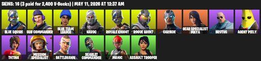 [PC] | 16 skins | Royale Knight | Blue Squire | Sub Commander | Blue Team Leader | Havoc | Rogue Agent | Carbide | Gear Specialist Maya | Brutus | Full Access