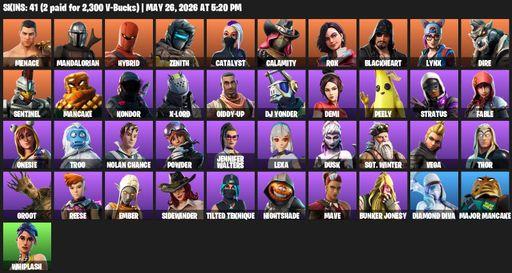 [PC/PSN/XBOX] | 41 skins | Menace | Mandalorian | Hybrid | Zenith | Catalyst | Calamity | Rox | Blackheart | Lynx | Dire | Sentinel | Mancake | Kondor | Full Access