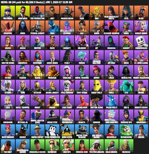 [PC/PSN/XBOX] | 99 skins | Lara Croft | Neo Versa | John Wick | The Foundation | Joey | Mandalorian | Fade | Oro | Gear Specialist Maya | Fate | Blaze | Full Access