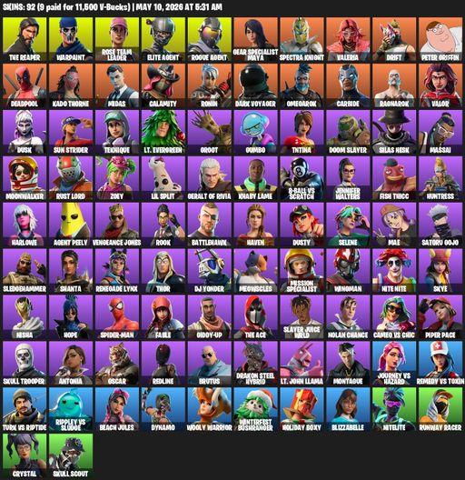 [PC/PSN/XBOX] | 92 skins | Take The L | OG STW | The Reaper | Elite Agent | Reaper Axe | Warpaint | Rose Team Leader | Rogue Agent | Full Access