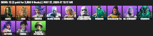 [PC/PSN/XBOX] | 13 skins | Hades | Zeus | Medusa | Silver Surfer | Aphrodite | First Order Stormtrooper | Poseidon | Trailblazer Tai | Dr. VinderBot | Full Access