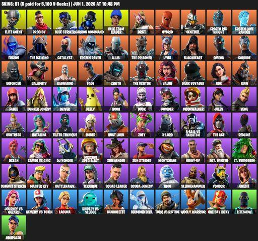 [PC/PSN] | 81 skins | Take The L | Elite Agent | Omega | Reaper Axe | Prodigy | Blue Striker | Carbon Commando | Blue Team Leader | Drift | Hybrid | Full Access