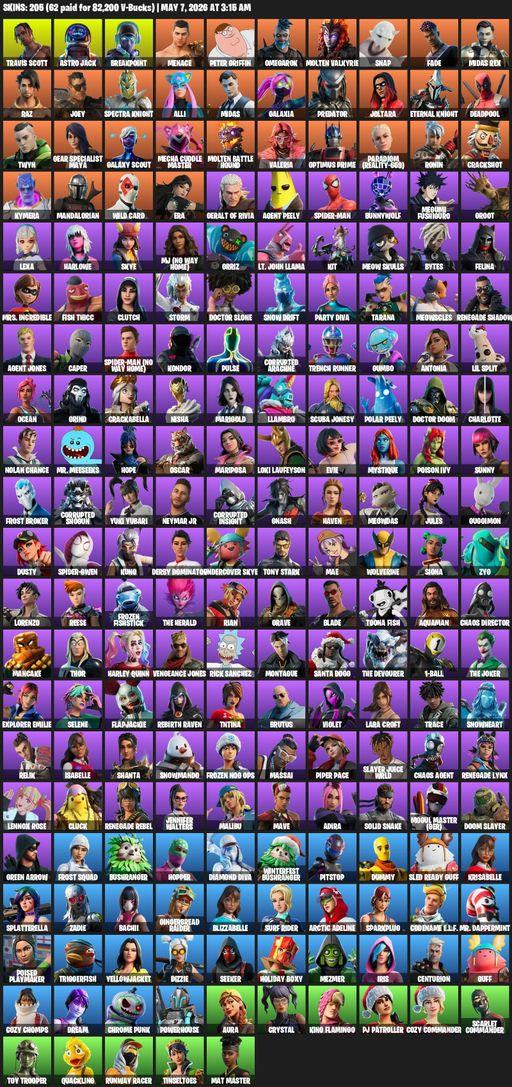 [PC/PSN] | 205 skins | Leviathan Axe | Travis Scott | Lara Croft | Astro Jack | Breakpoint | Menace | Peter Griffin | Omegarok | Molten Valkyrie | Full Access