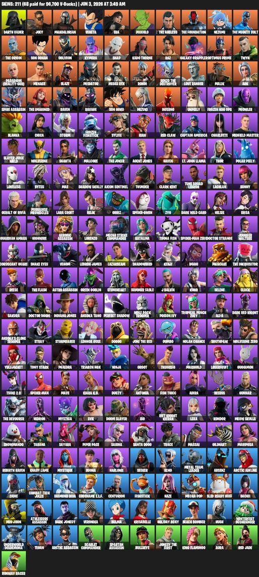 [PC/XBOX] | 211 skins | Lara Croft | Darth Vader | Joey | Mandalorian | Vegeta | Era | Piccolo | The Ageless | The Foundation | Nezumi | Full Access