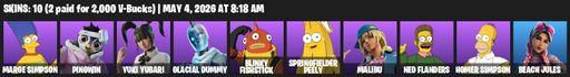 [PC/PSN/XBOX] | 10 skins | Marge Simpson | Pingwin | Yuki Yubari | Glacial Dummy | Blinky Fishstick | Springfielder Peely | Malibu | Ned Flanders | Full Access
