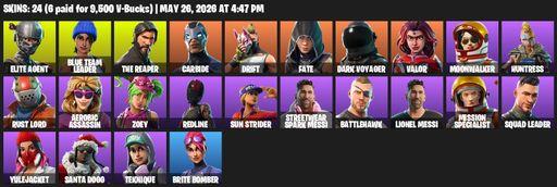[PC/XBOX] | 24 skins | Take The L | The Reaper | Elite Agent | Blue Team Leader | Carbide | Drift | Fate | Dark Voyager | Valor | Moonwalker | Full Access