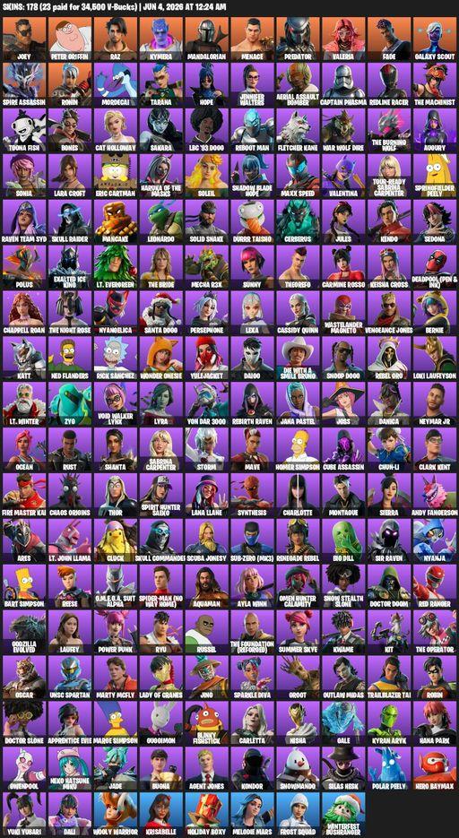 [PC/PSN] | 178 skins | 8450 V-bucks | Lara Croft | Joey | Peter Griffin | Raz | Kymera | Mandalorian | Menace | Predator | Valeria | Fade | Full Access