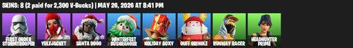 [PC/PSN/XBOX] | 8 skins | First Order Stormtrooper | Yulejacket | Santa Dogg | Winterfest Bushranger | Holiday Boxy | Guff Gringle | Runway Racer | Full Access