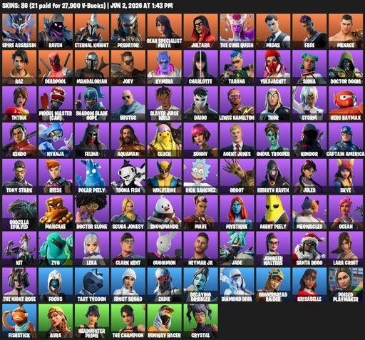 [PC/XBOX] | 86 skins | Leviathan Axe | Lara Croft | Reaper Axe | Spire Assassin | Raven | Eternal Knight | Predator | Gear Specialist Maya | Joltara | Full Access
