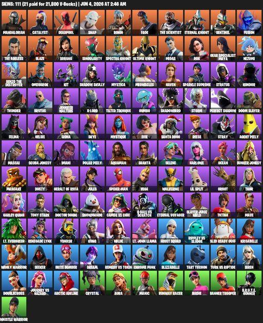 [PC/PSN/XBOX] | 111 skins | 1700 V-bucks | Mandalorian | Catalyst | Deadpool | Snap | Ronin | Fade | The Scientist | Eternal Knight | Sentinel | Full Access