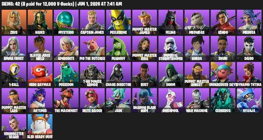 [PC/PSN] | 42 skins | Zeus | Hades | Mysterio | Captain Jones | Peelverine | Puppet Master James | Felina | Meowdas | Kendo | Medusa | Emma Frost | Full Access