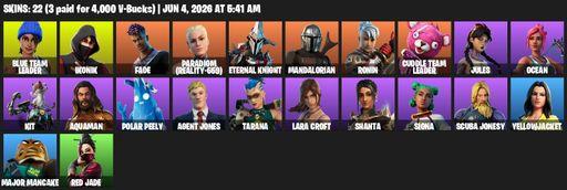 [PC/XBOX] | 22 skins | 950 V-bucks | IKONIK | Lara Croft | Blue Team Leader | Fade | Paradigm (Reality-659) | Eternal Knight | Mandalorian | Ronin | Full Access