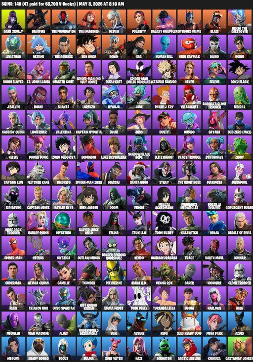 [PC] | 140 skins | Dark Skully | Deadfire | The Foundation | The Imagined | Mizuki | Polarity | Galaxy Grappler | Optimus Prime | Blaze | Full Access