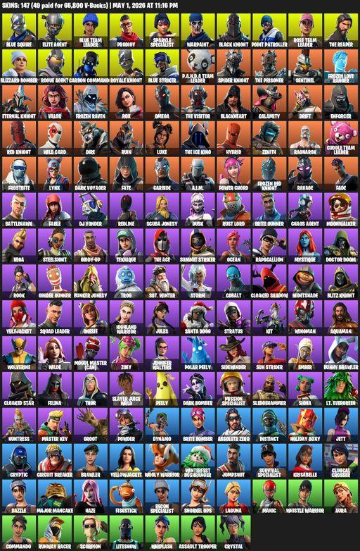 [PC/PSN/XBOX] | 147 skins | Floss | Take The L | OG STW | Black Knight | Sparkle Specialist | Royale Knight | The Reaper | Elite Agent | Blue Squire | Full Access