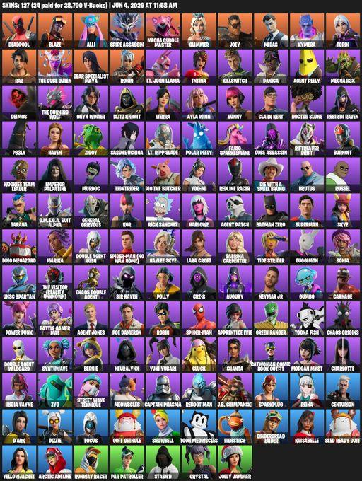 [PC/XBOX] | 127 skins | Lara Croft | Deadpool | Blaze | Alli | Spire Assassin | Mecha Cuddle Master | Glimmer | Joey | Midas | Kymera | Torin | Raz | Full Access