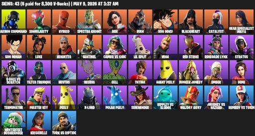 [PC/XBOX] | 43 skins | Carbon Commando | Singularity | Hybrid | Spectra Knight | Rox | Ruin | Son Goku | Blackheart | Catalyst | Gear Specialist Maya | Full Access