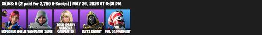 [PC/PSN/XBOX] | 5 skins | 600 V-bucks | Explorer Emilie | Vanguard Zadie | Tour-Ready Sabrina Carpenter | Blitz Knight | Mr. Dappermint | Sonic Splash | Full Access