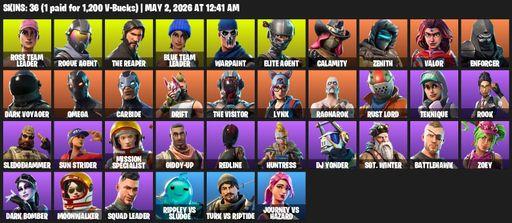 [PC/PSN/XBOX] | 36 skins | Take The L | OG STW | The Reaper | Elite Agent | Omega | Rose Team Leader | Rogue Agent | Blue Team Leader | Warpaint | Full Access