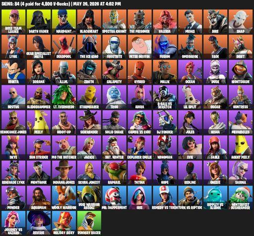 [PC/PSN] | 84 skins | 1350 V-bucks | OG STW | Rose Team Leader | Darth Vader | Warpaint | Blackheart | Spectra Knight | The Prisoner | Valeria | Midas | Full Access