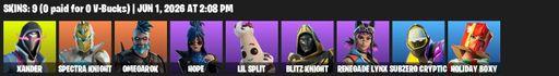 [PC/XBOX] | 9 skins | Xander | Spectra Knight | Omegarok | Hope | Lil Split | Blitz Knight | Renegade Lynx | Subzero Cryptic | Holiday Boxy | Full Access