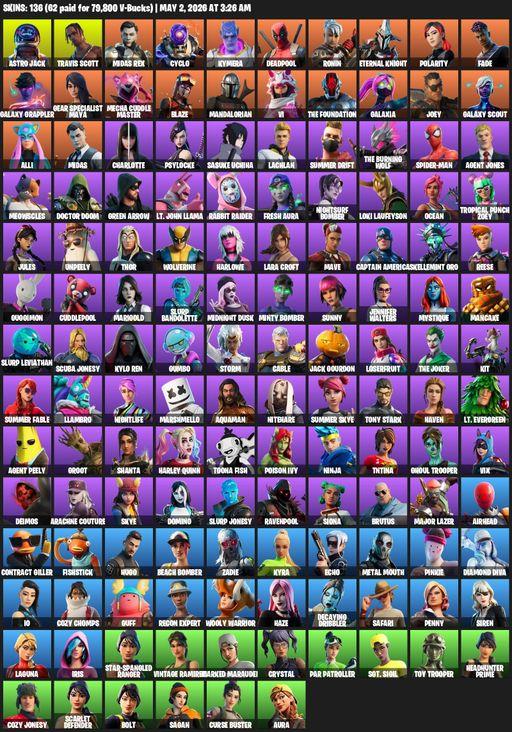 [PC/PSN] | 136 skins | Travis Scott | Lara Croft | Astro Jack | Midas Rex | Cyclo | Kymera | Deadpool | Ronin | Eternal Knight | Polarity | Fade | Full Access