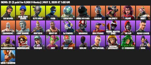 [PC/PSN/XBOX] | 31 skins | 700 V-bucks | Take The L | The Reaper | Elite Agent | Blue Team Leader | Fixer | Leviathan | Dark Voyager | Carbide | Full Access