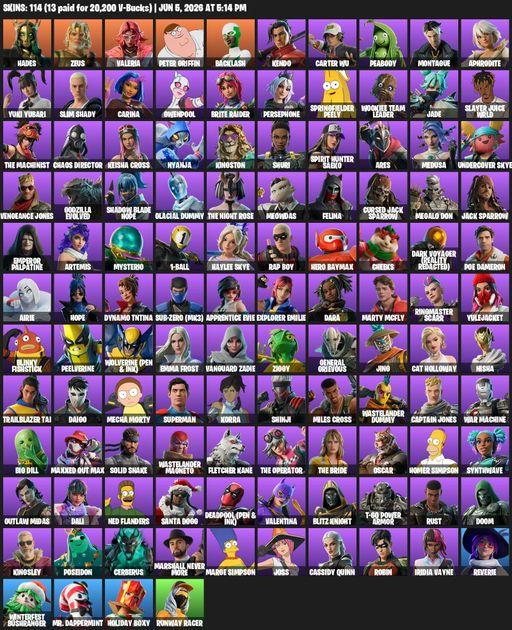 [PC/XBOX] | 114 skins | Hades | Zeus | Valeria | Peter Griffin | Backlash | Kendo | Carter Wu | Peabody | Montague | Aphrodite | Yuki Yubari | Full Access